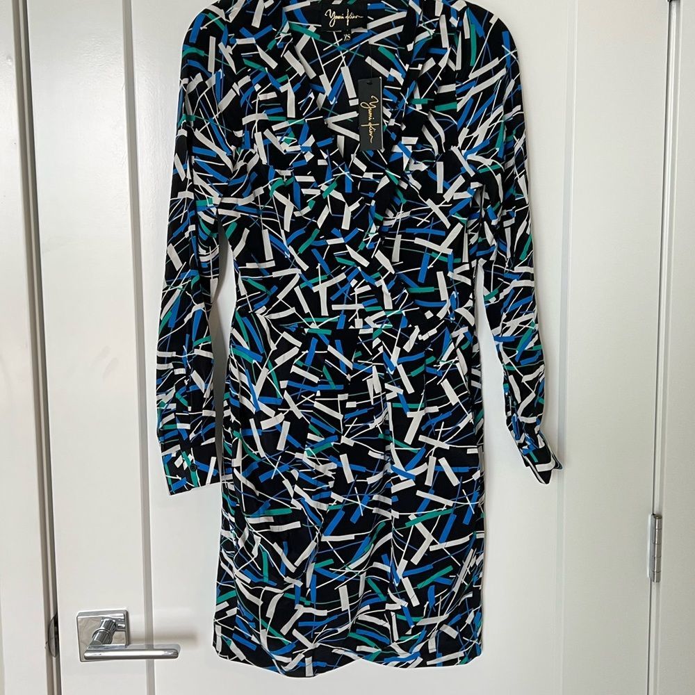 NWT Yumi Kim silk Black Abstract Geometric Mini Dress